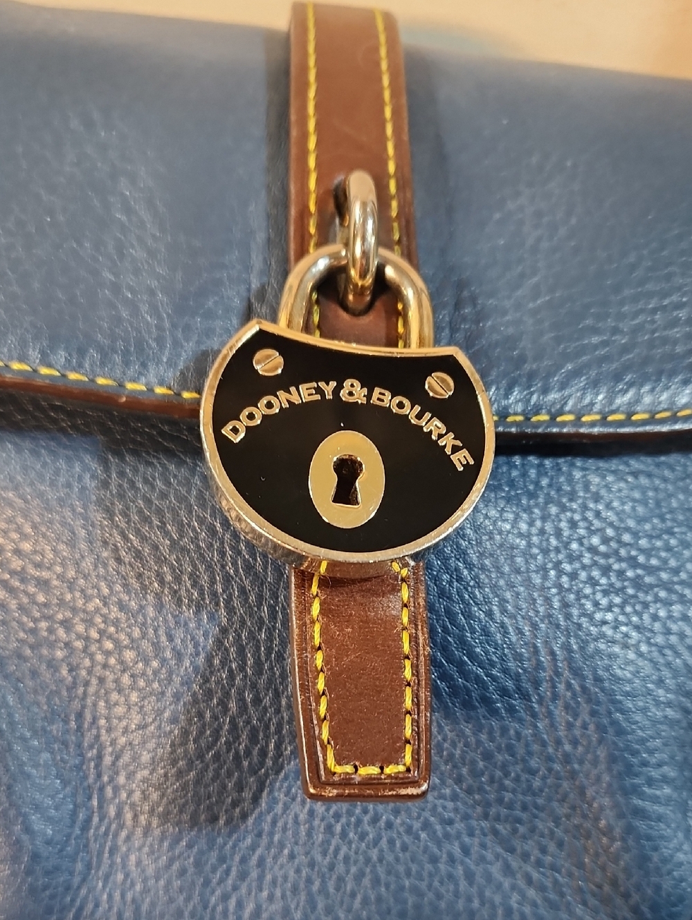 Dooney & Bourke Blue Pebble Soft Leather Crossbody with Brown Trim Locket - Picture 5 of 15